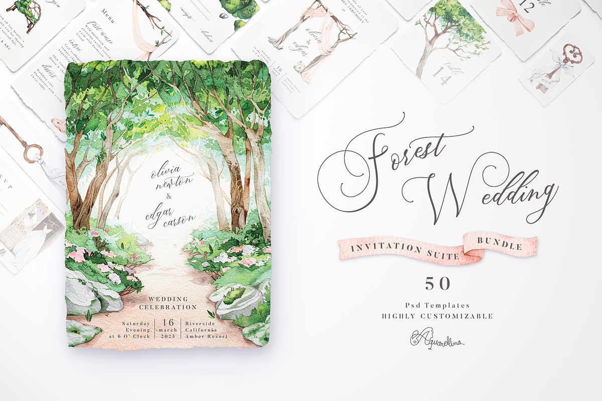 Forest Wedding Suite BUNDLE in Wedding Templates - product preview 8