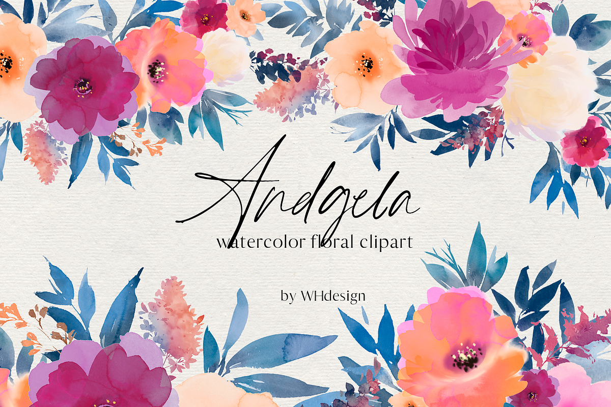 Angela Watercolor Floral Clipart in Illustrations - product preview 8