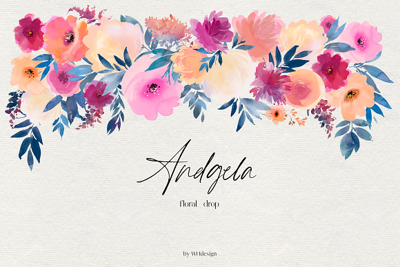 Angela Watercolor Floral Clipart in Illustrations - product preview 3