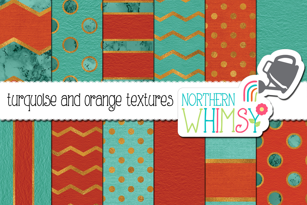 Turquoise and Orange Textures in Patterns - product preview 8