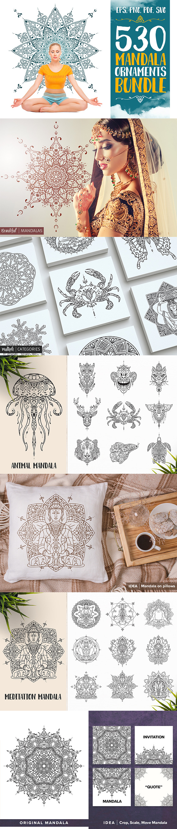 530 Vector Mandala Ornaments Bundle in Illustrations - product preview 54