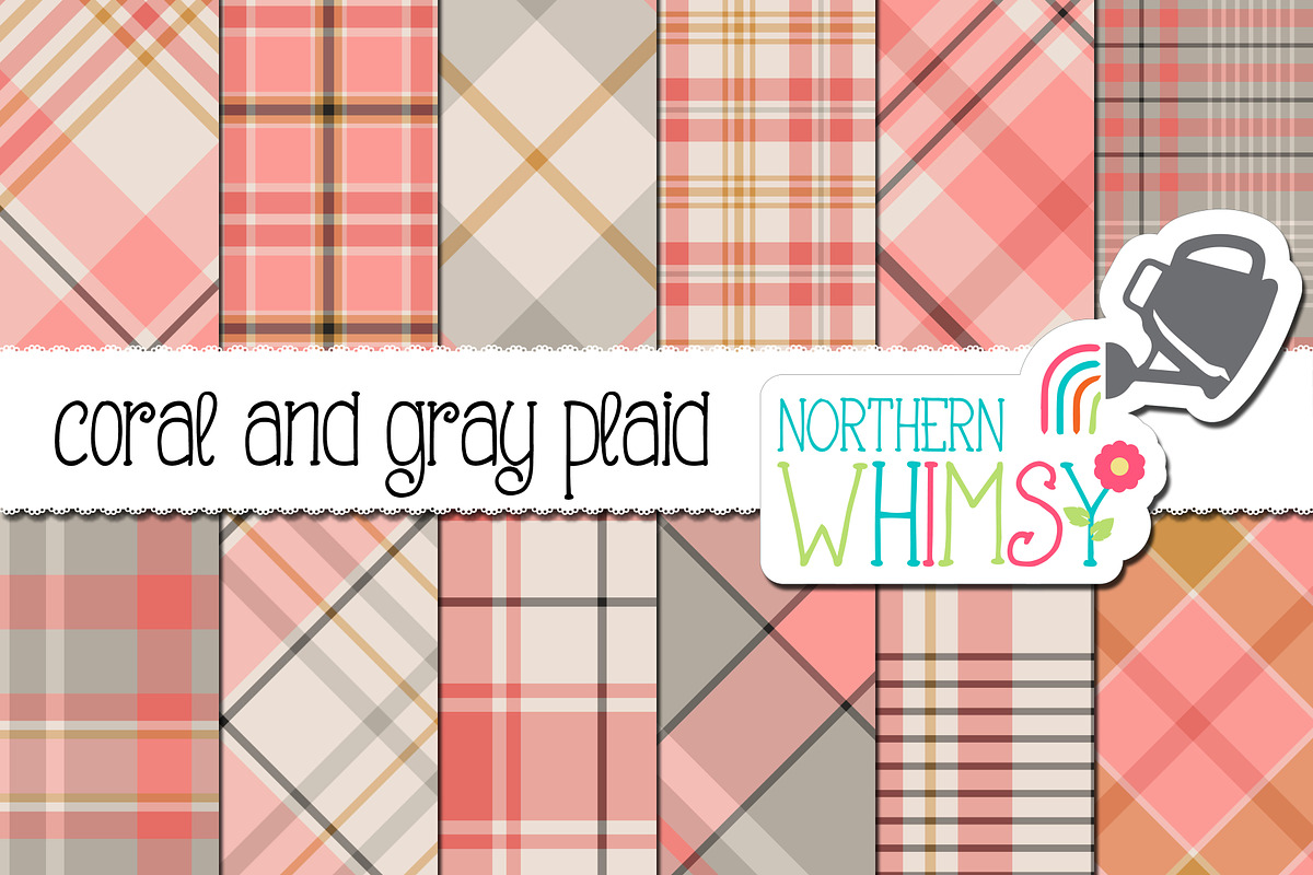 Coral and Gray Plaid Patterns in Patterns - product preview 8