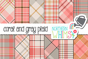 Coral and Gray Plaid Patterns