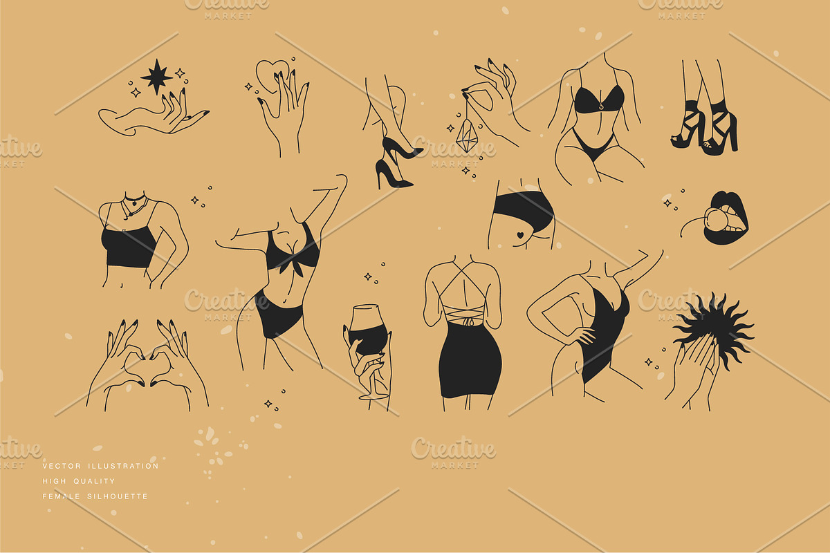 Female silhouette icons in Icons - product preview 8