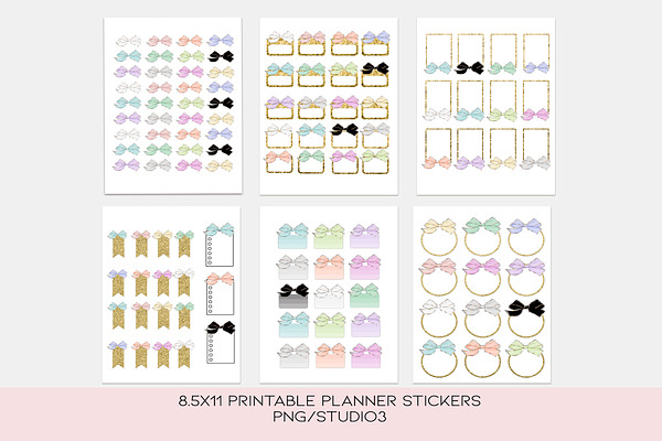 Bows Printable Planner Stickers