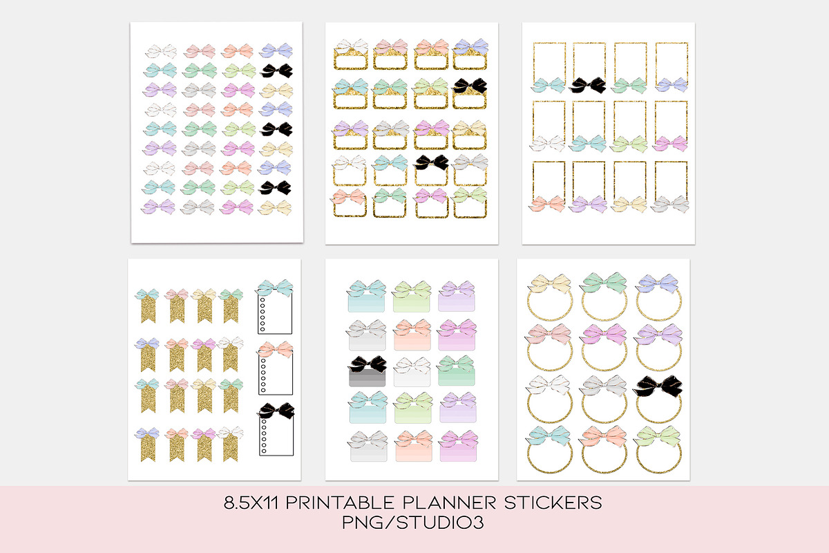Bows Printable Planner Stickers in Stationery Templates - product preview 8