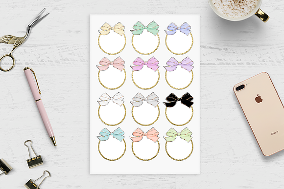 Bows Printable Planner Stickers in Stationery Templates - product preview 1