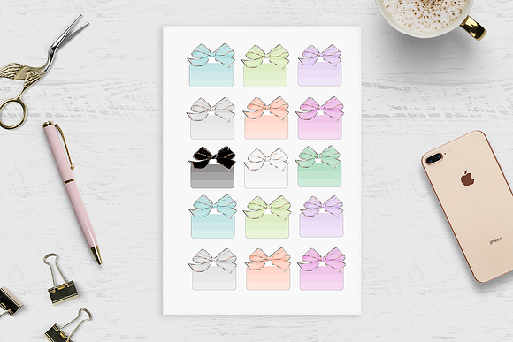Bows Printable Planner Stickers in Stationery Templates - product preview 2