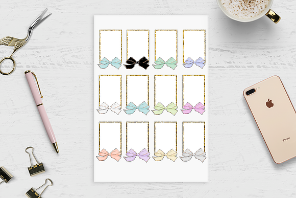 Bows Printable Planner Stickers in Stationery Templates - product preview 3