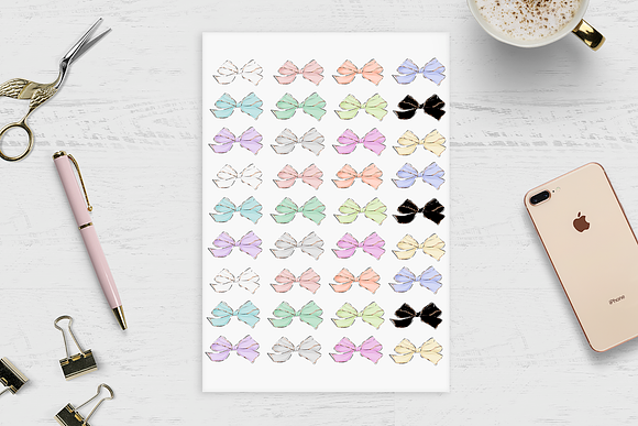 Bows Printable Planner Stickers in Stationery Templates - product preview 4