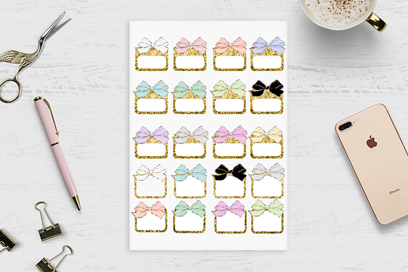 Bows Printable Planner Stickers in Stationery Templates - product preview 5