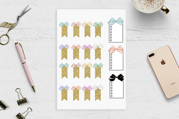 Bows Printable Planner Stickers in Stationery Templates - product preview 6