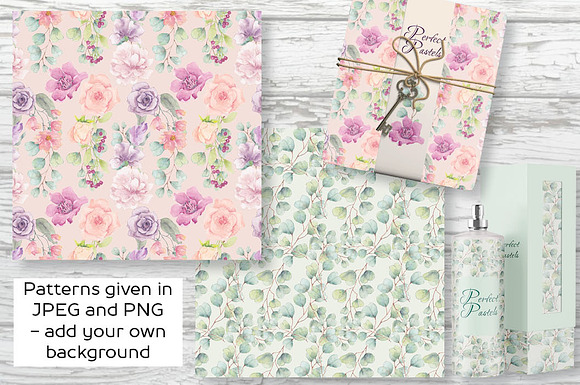 Perfect pastels watercolor patterns in Patterns - product preview 1