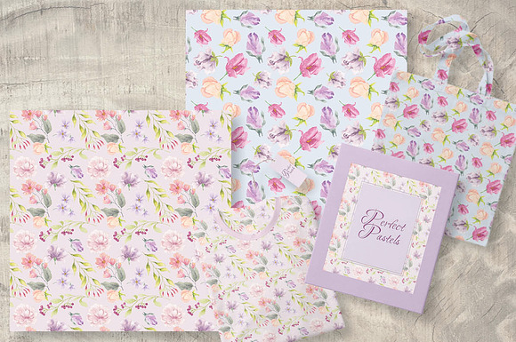 Perfect pastels watercolor patterns in Patterns - product preview 2