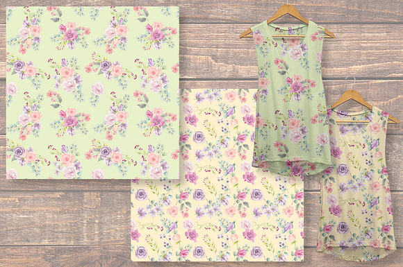 Perfect pastels watercolor patterns in Patterns - product preview 3
