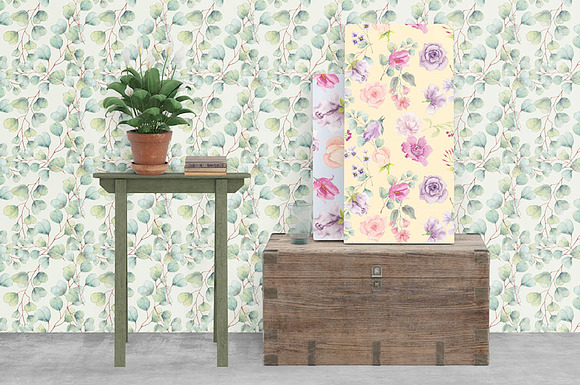 Perfect pastels watercolor patterns in Patterns - product preview 4