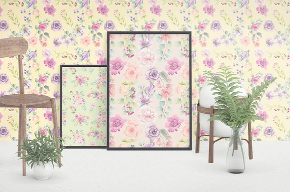 Perfect pastels watercolor patterns in Patterns - product preview 5