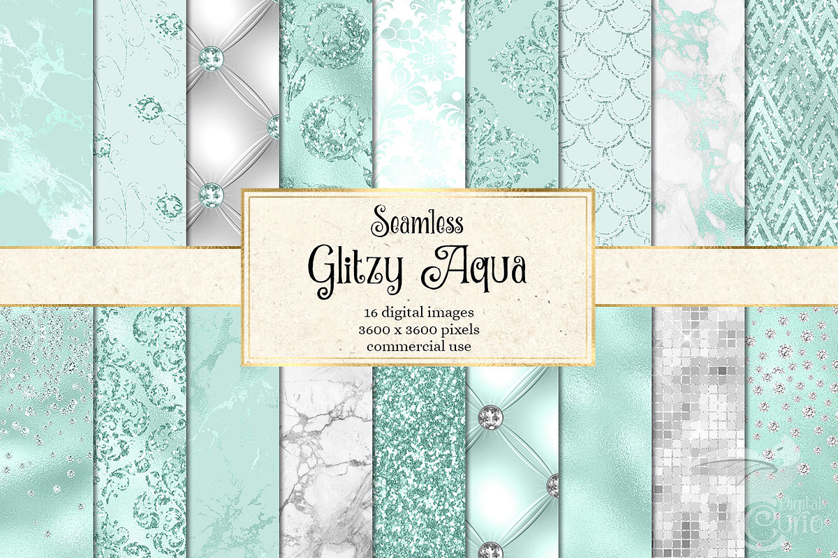 Glitzy Aqua Digital Paper in Textures - product preview 8