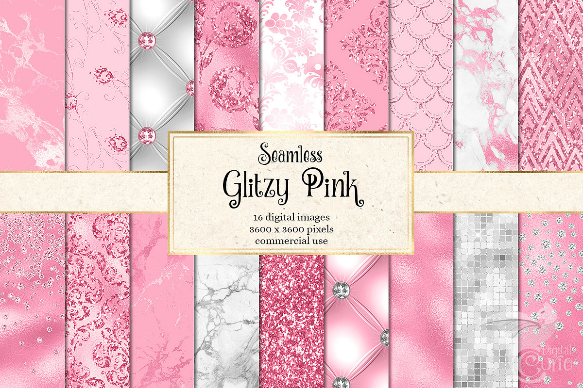 Glitzy Pink Digital Paper in Textures - product preview 8