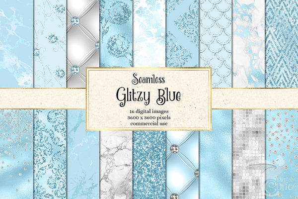 Glitzy Blue Digital Paper