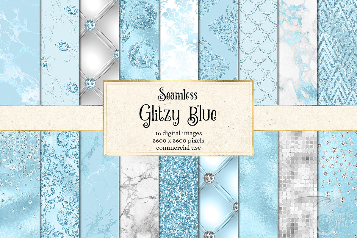 Glitzy Blue Digital Paper in Textures - product preview 8