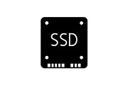 SSD card black icon on white