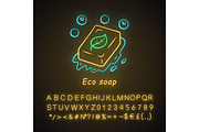 Eco soap neon light icon