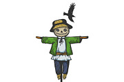 Farm rural scarecrow sketch vector