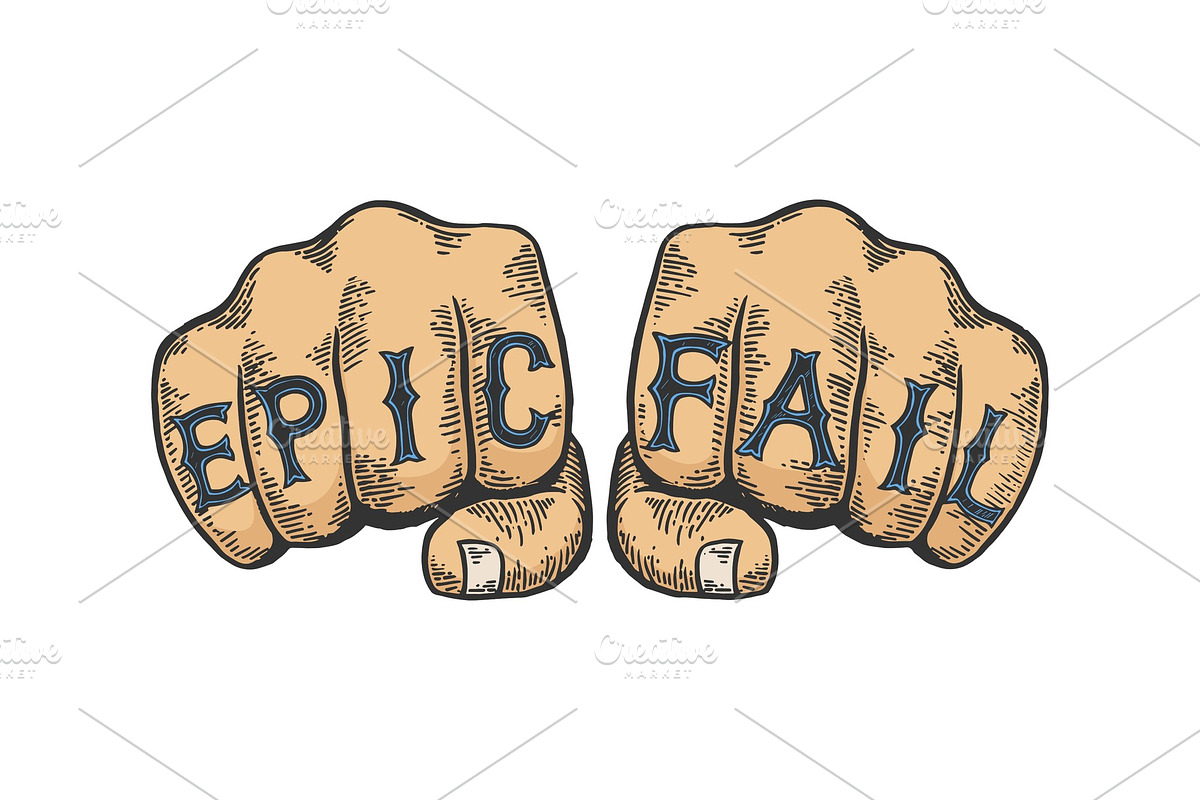 Epic fail words tattoo font sketch in Illustrations - product preview 8
