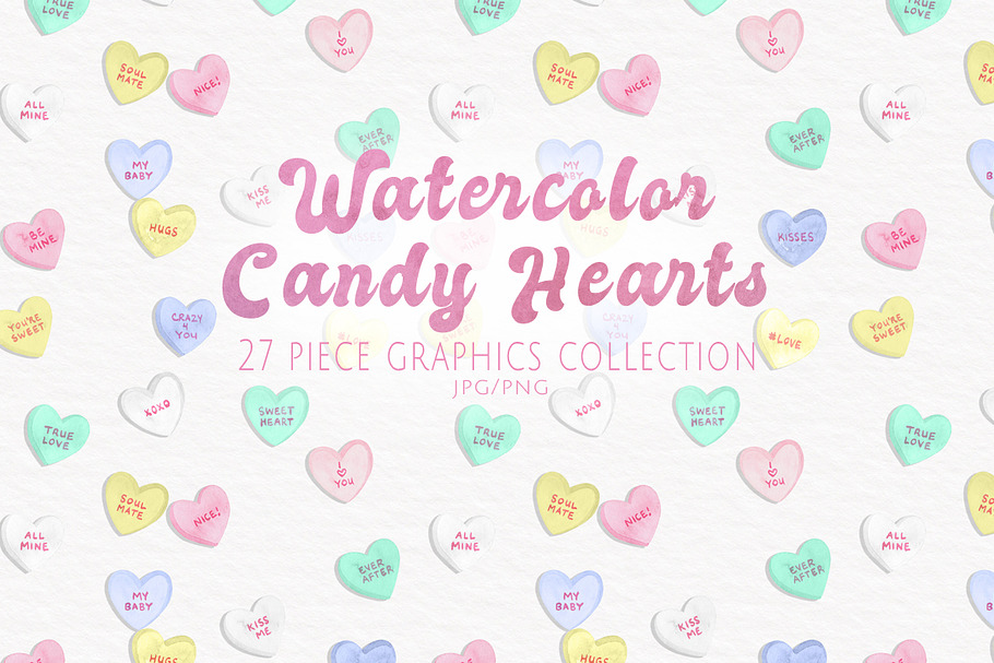 Watercolor Candy Hearts Set in Illustrations - product preview 8