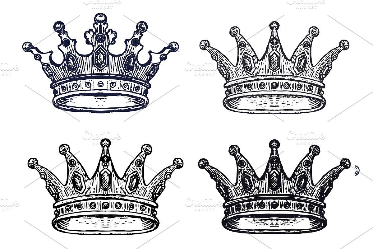 Set of Hand Drawn Crowns in Illustrations - product preview 8