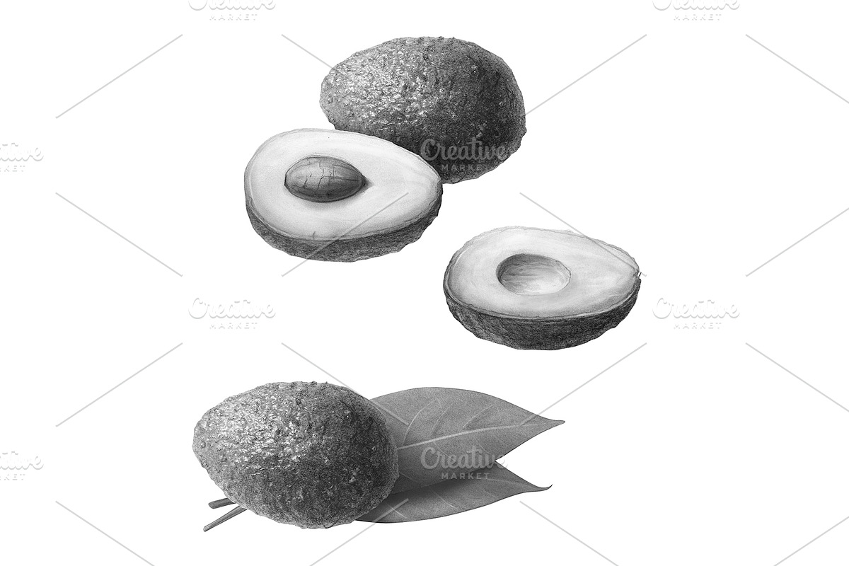 Avocado Pencil Illustration Isolated in Illustrations - product preview 8