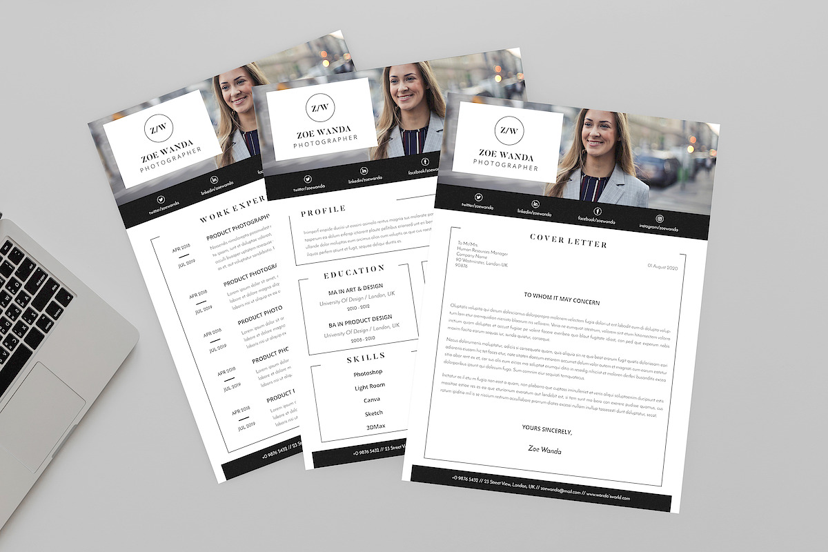 Zoe Photographer Resume Designer in Resume Templates - product preview 8