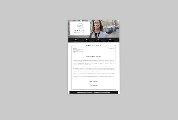 Zoe Photographer Resume Designer in Resume Templates - product preview 1