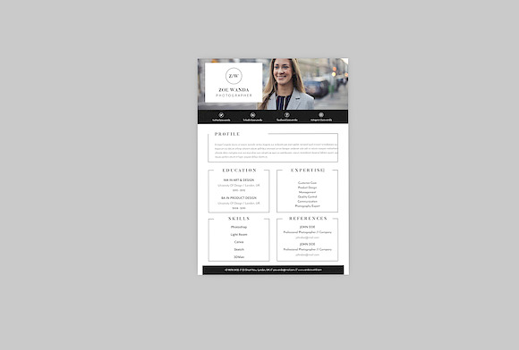 Zoe Photographer Resume Designer in Resume Templates - product preview 3