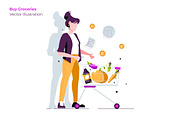 Buy Groceries - Vector Illustration