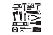 Different construction tools black