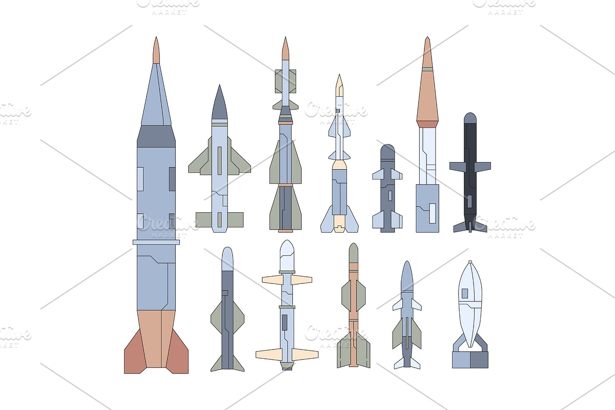 Army guided flying weapon flat in Illustrations - product preview 8