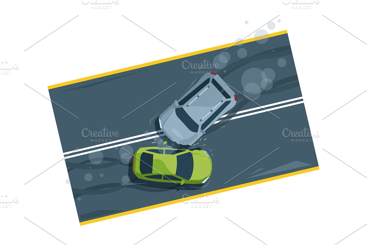 Car accident top view flat vector in Illustrations - product preview 8