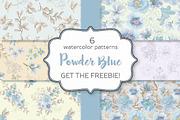 Powder blue watercolor patterns