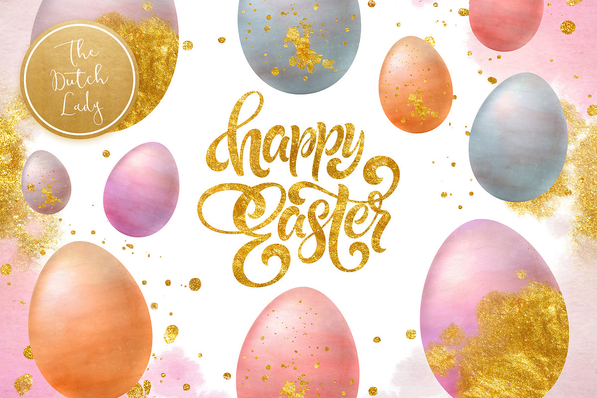 Sparkly Easter Eggs Clipart Set in Illustrations - product preview 8