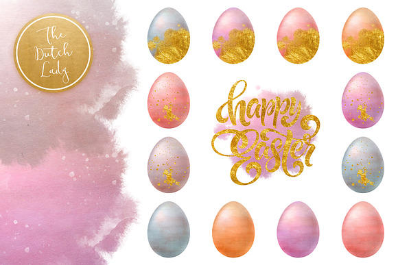 Sparkly Easter Eggs Clipart Set in Illustrations - product preview 3