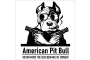 American Pit Bull dog with glasses
