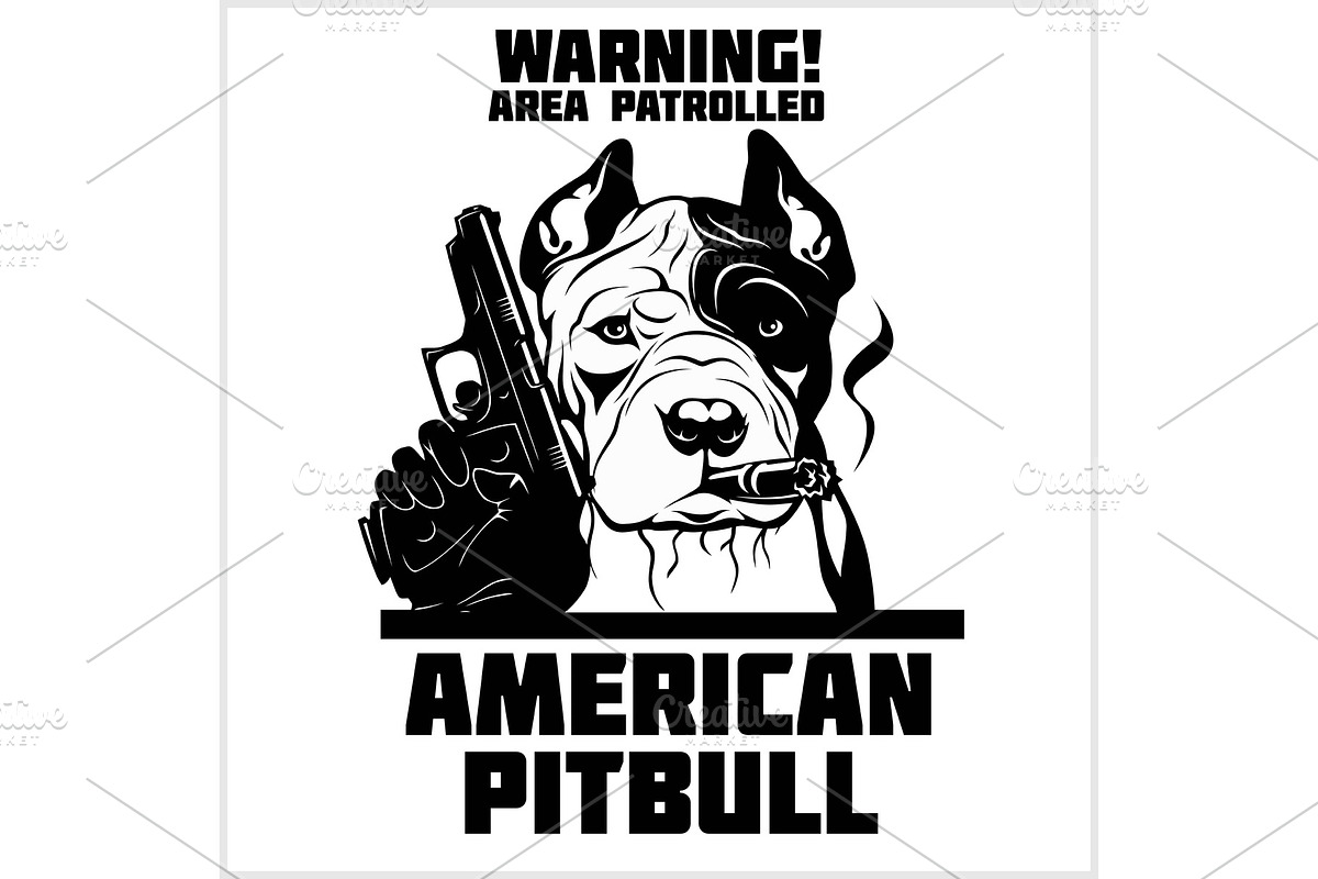 American Pitbull - security dog with in Illustrations - product preview 8