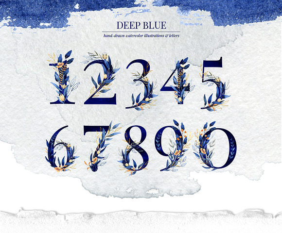 Deep Blue Alphabet Watercolor Set in Illustrations - product preview 3