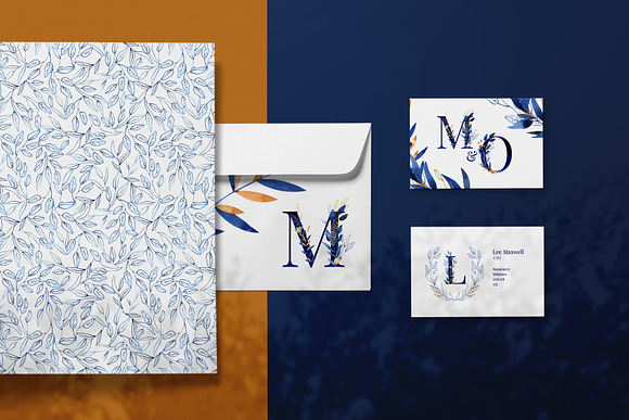 Deep Blue Alphabet Watercolor Set in Illustrations - product preview 4