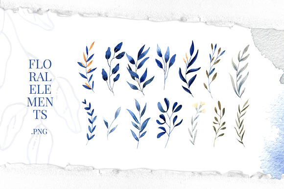 Deep Blue Alphabet Watercolor Set in Illustrations - product preview 5