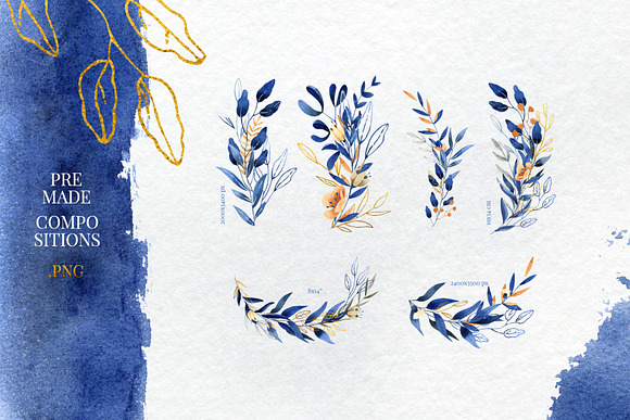Deep Blue Alphabet Watercolor Set in Illustrations - product preview 9