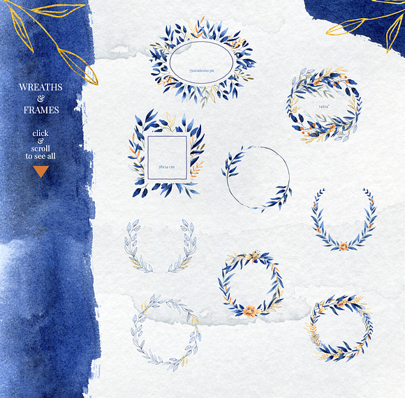 Deep Blue Alphabet Watercolor Set in Illustrations - product preview 11