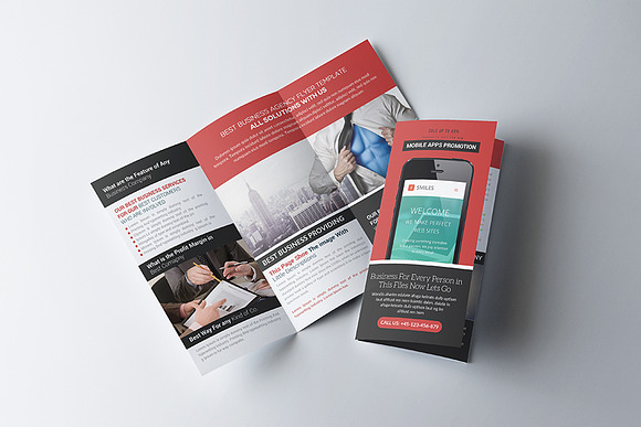 Mobile App Trifold Brochure Template in Brochure Templates - product preview 1